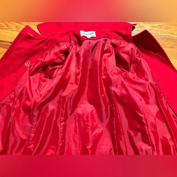 Grane Bold Red Pea Coat - Picture 4 of 8